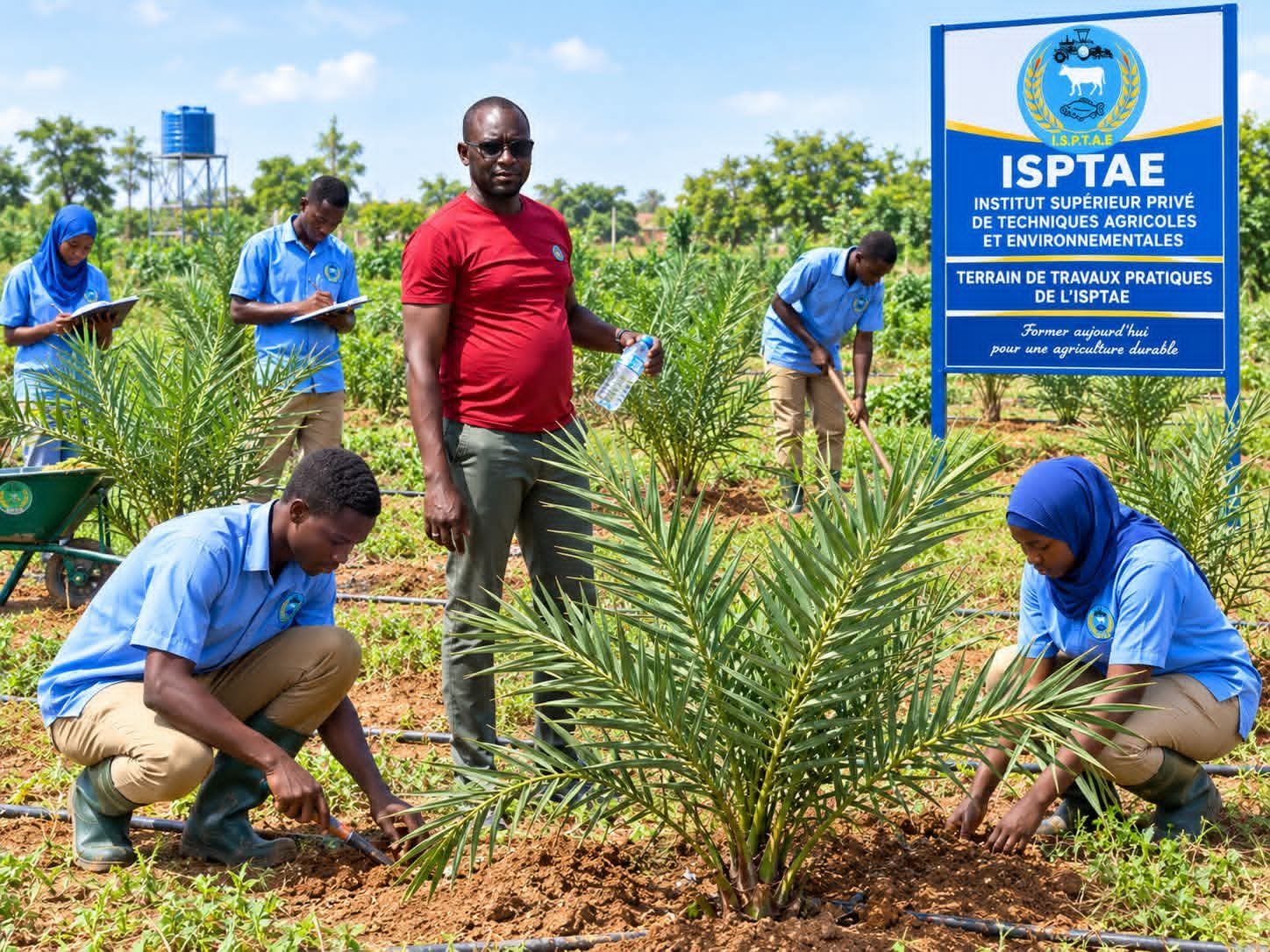 Étudiants de l’ISPTAE en travaux pratiques de plantation
